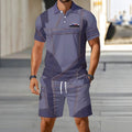 hot-selling men's polo shirt set, new summer two-piece casual short-sleeve and shorts set, dropshipping available