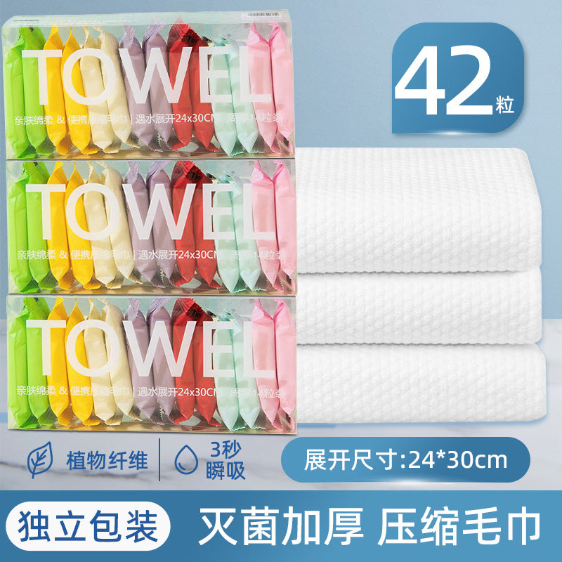 Disposable compressed towels for face washing - thickened, highly absorbent, large size - perfect for travel, business trips, and hotel stays - individually wrapped
