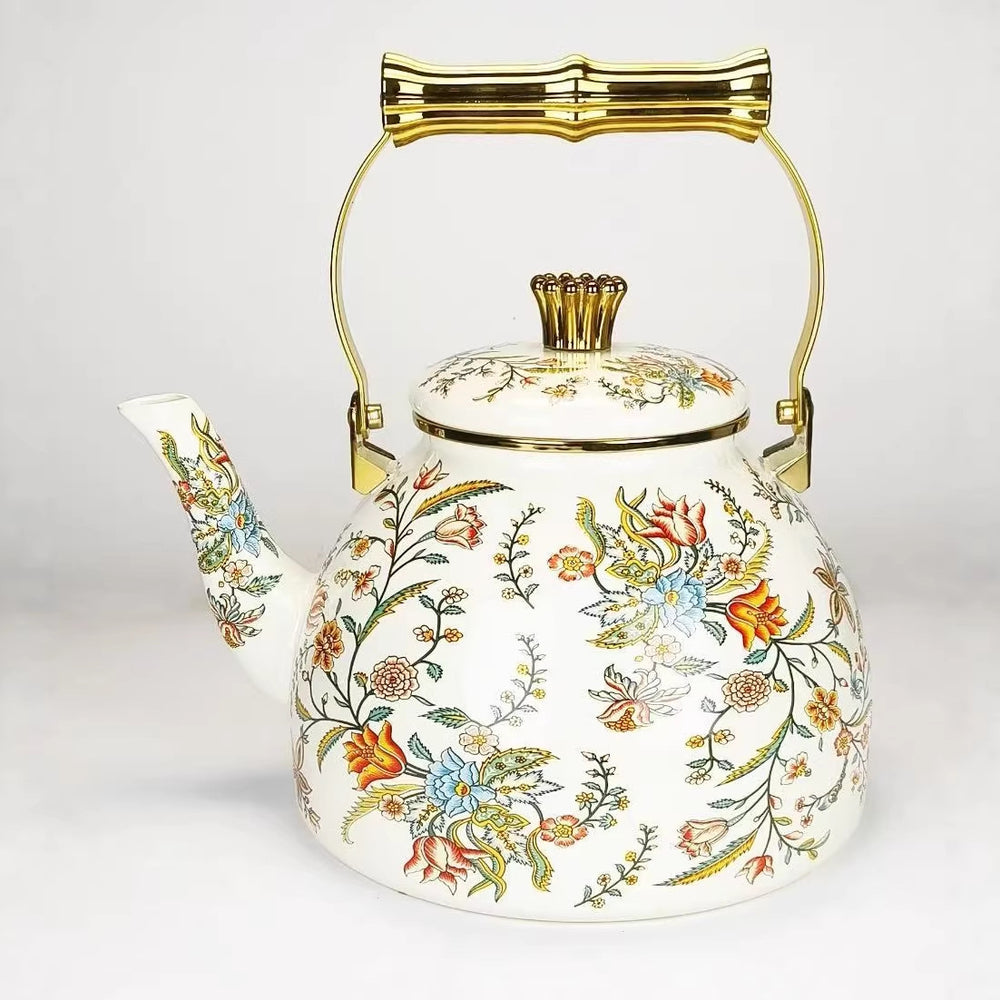 Direct sales manufacturers cross-border hot sale thousands of charming flowers, birds and flowers, rose enamel water kettle, water kettle