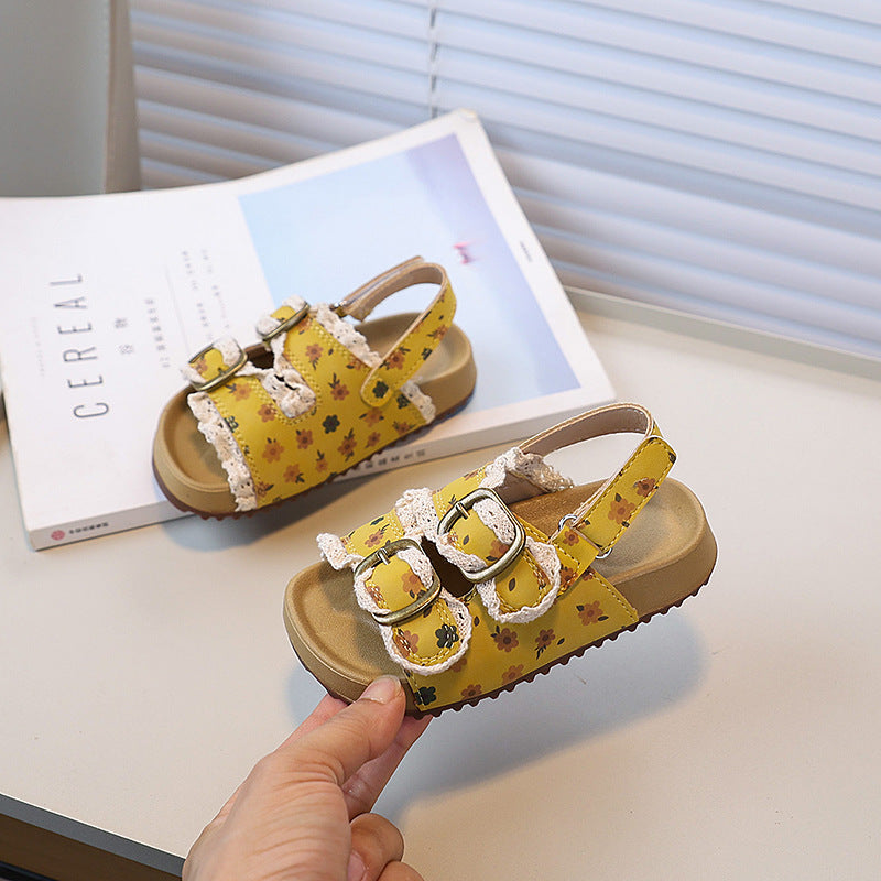 Baby cork beach sandals - new summer korean style girls' shoes - fashionable and chic princess sandals - open toe kids' shoes