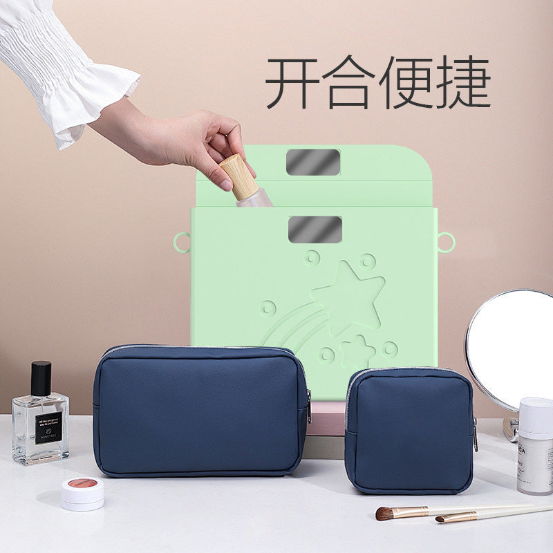 Silicone cosmetic storage bag Magnetic storage bag Large capacity change bag Oblique span Portable travel waterproof toilet bag
