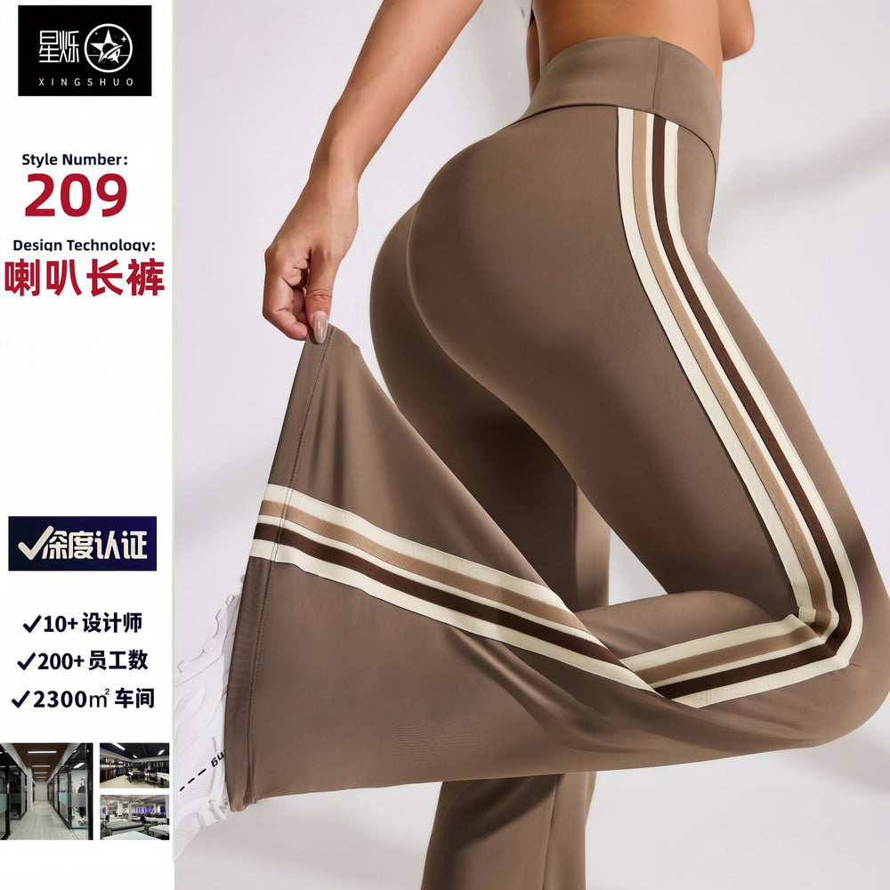 new arrivalcasual bootcut yoga pants high waist elastic pilates sports tummy control leg lengthening quick-drying bell bottoms