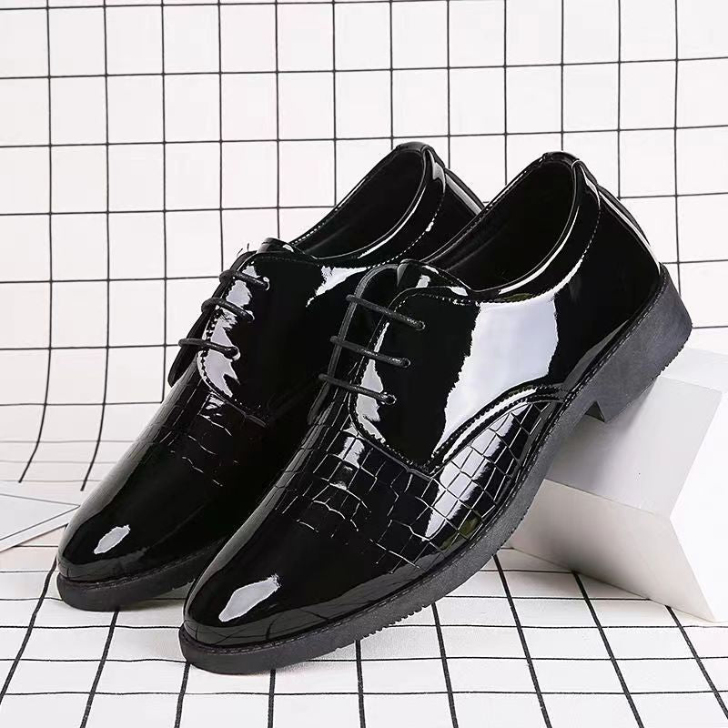 2024 new versatile black business formal leather dress shoes for men - lace-up work shoes, wedding shoes, stylish men's footwear