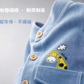 New korean style kids' denim short sleeve set - cartoon deer print shirt + shorts - wholesale boys' clothing