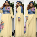 African women's plus size new fashion elegant high waist slimming printed long sleeve dress - cross-border supply, ready stock