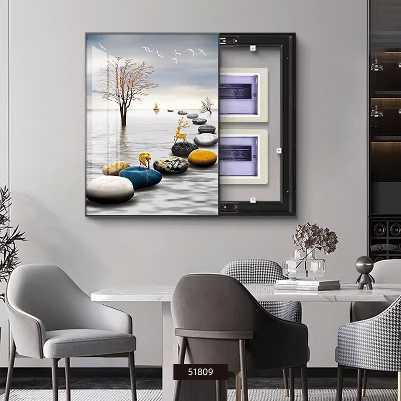 Light luxury vertical meter box decorative painting Modern simple distribution box Weak current box Electric switch box decoration blocking hanging painting