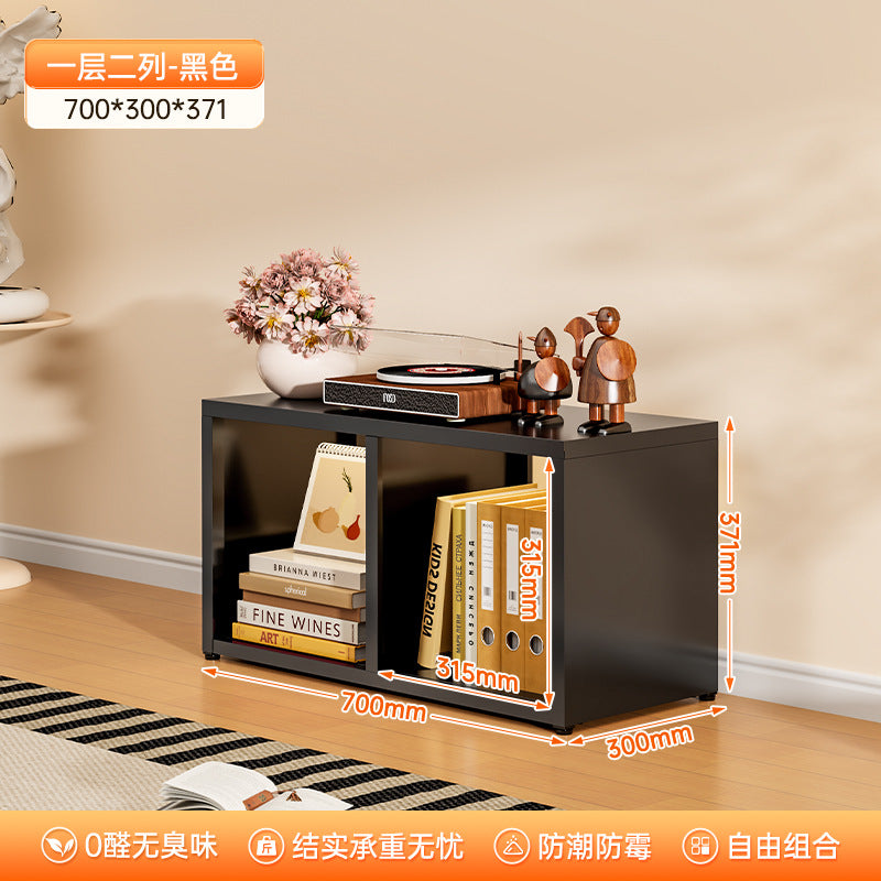 Modular grid storage cabinet - freestanding or wall-mounted, steel bookcase for home, kids' picture books, minimalist storage