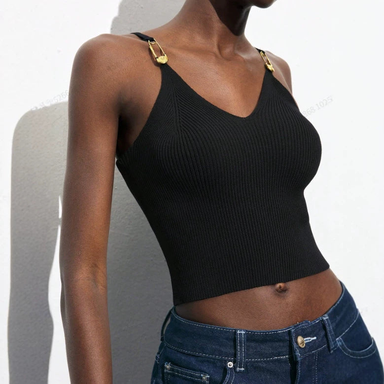 european and american cross-border tank top camisole women's summer outerwear inner layer v-neck slimming sweater top