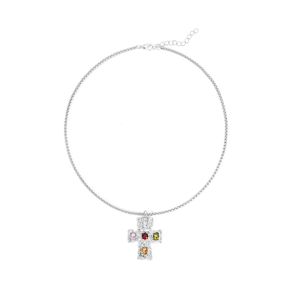 Sweet cool cross necklace wholesale fashionniche styleclassyfashion lava asymmetrical metal cold style necklace