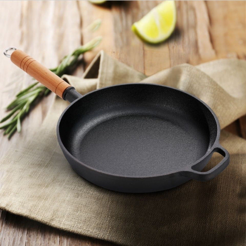 Cast iron pan frying pan wok uncoated non-stick pancake special pan cake gripper pizza baking pan factory