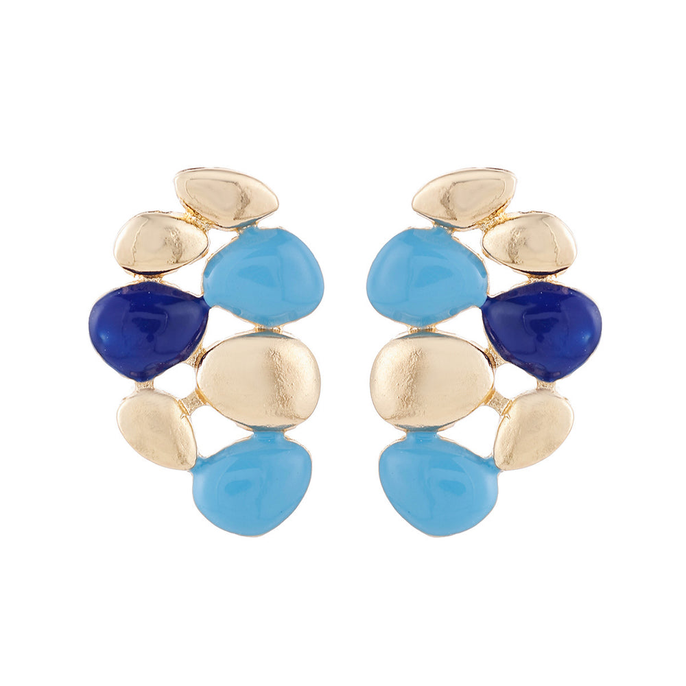 European and american cross-border jewelry: trendy enamel & faux pearl earrings - fresh, geometric, and high-end stud earring sets for women