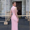 European and american style women's summer  new arrival: stand collar, sexy cutout waist, sleeveless, ruched bodycon mini dress - cross-border e-commerce
