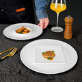 Modern minimalist white ceramic plate - embossed creative design for restaurant, hotel, and home use - premium, unique serving dish