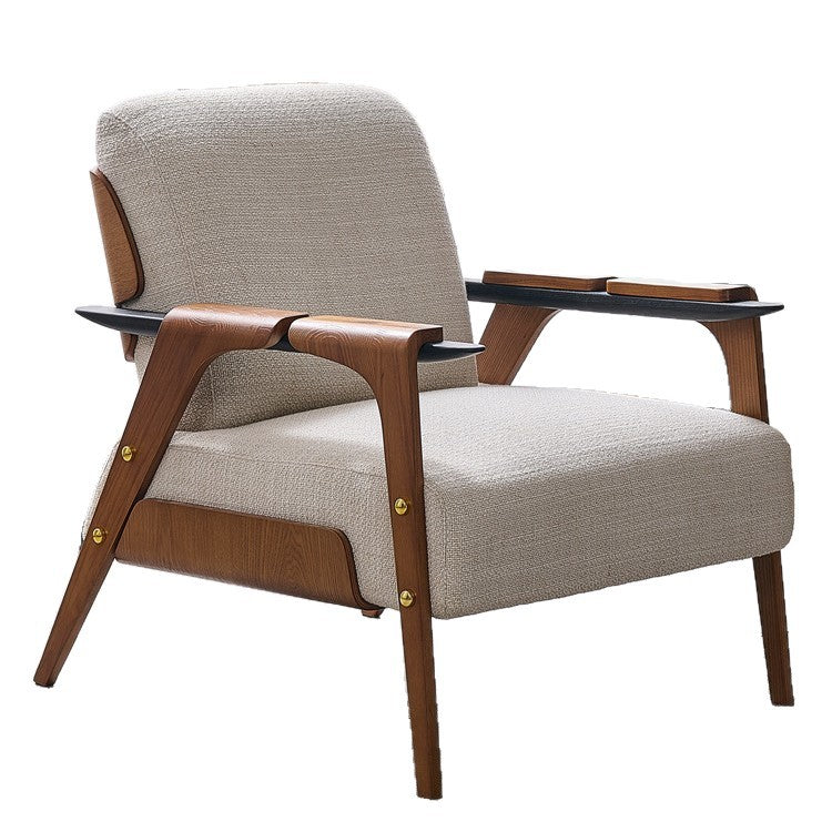 Casual chair recliner white ash solid wood feet living room balcony bedroom for home rest nap lazy small sofa chair