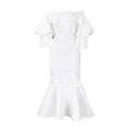 D3223 cross-border e-commerce  summer new arrival off-the-shoulder lace trim elegant mermaid dress evening gown european and american style dress