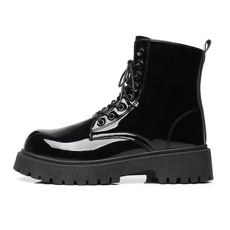 Boots for men 2026new arrivalspring black british style fan motorcycle workwear boots high-top soft leather waterproofcasual leather boots