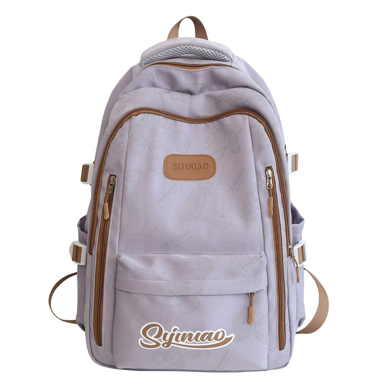 Simple and versatile ins campus style backpack female solid color large capacity high school student schoolbag travel computer backpack
