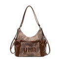 Casual retro large capacity tote bag women's 2025 new single/double shoulder backpack trendy versatile crossbody commuter bag