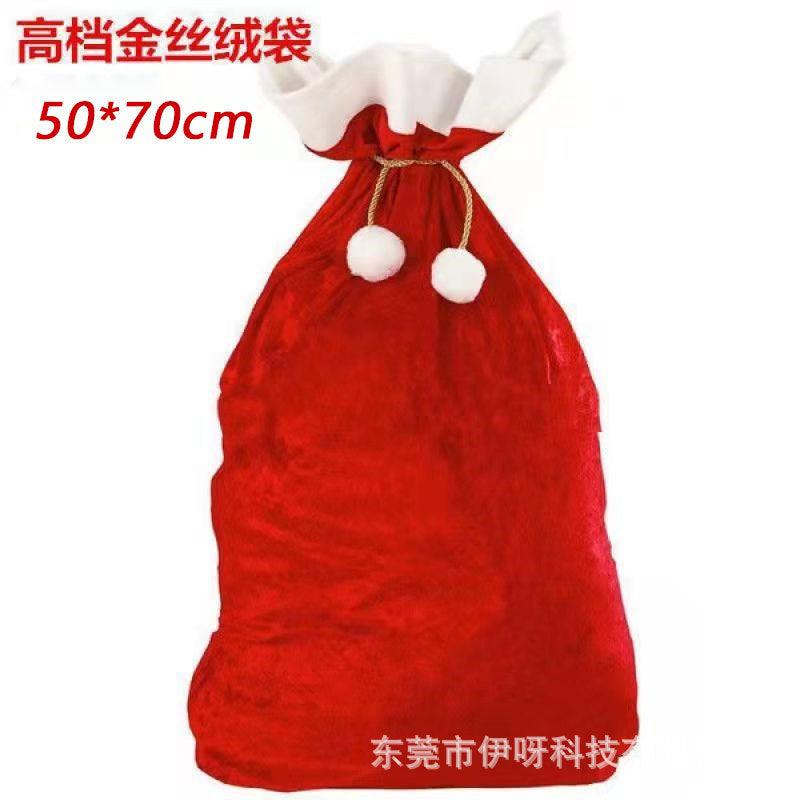 new arrival christmas red gold velvet gift bag santa gift backpack high-end packaging bag drawstring bag
