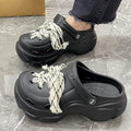 White shoelaces [black] clogs