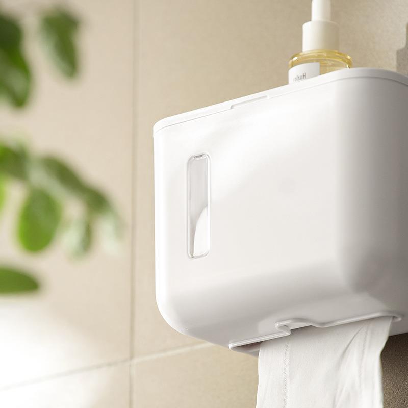 Liheng bathroom creative tissue box toilet wall hanging roll paper box toilet paper pumping tissue holder no punching simple model