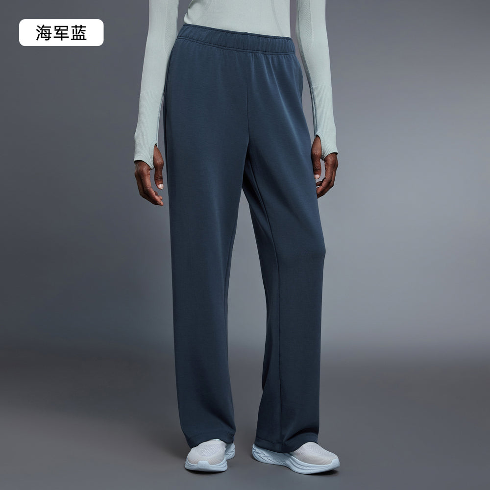 High-waisted, straight-leg casual pants with a fold-over waistband, perfect for running, fitness, and workouts. women's autumn trousers, style d25095