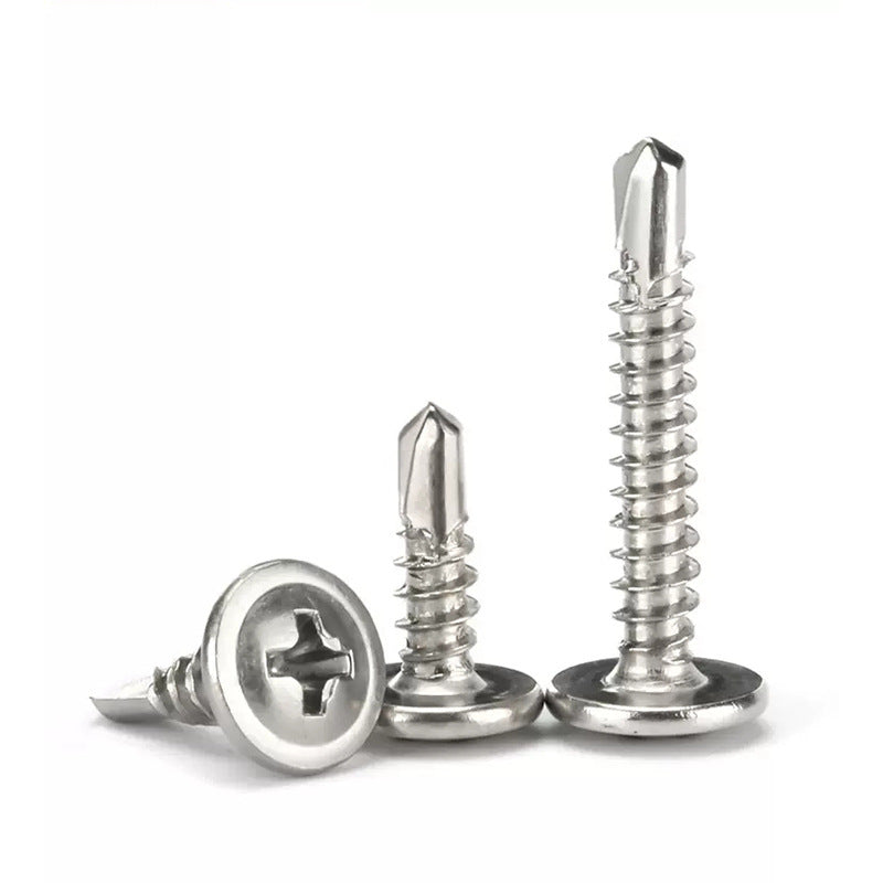 Large flat head self-drilling drill tail screw Blue and white zinc stainless steel self-drilling color steel tile drill tail nail Dovetail No. 12 No. 10