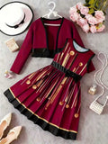 girls' skirt set: pink tank dress with long-sleeved jacket, autumn outfit for girls, two-piece children's set