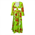 C8467  summer new fashion sexy printed tie-up top and midi skirt european and american two-piece outfit