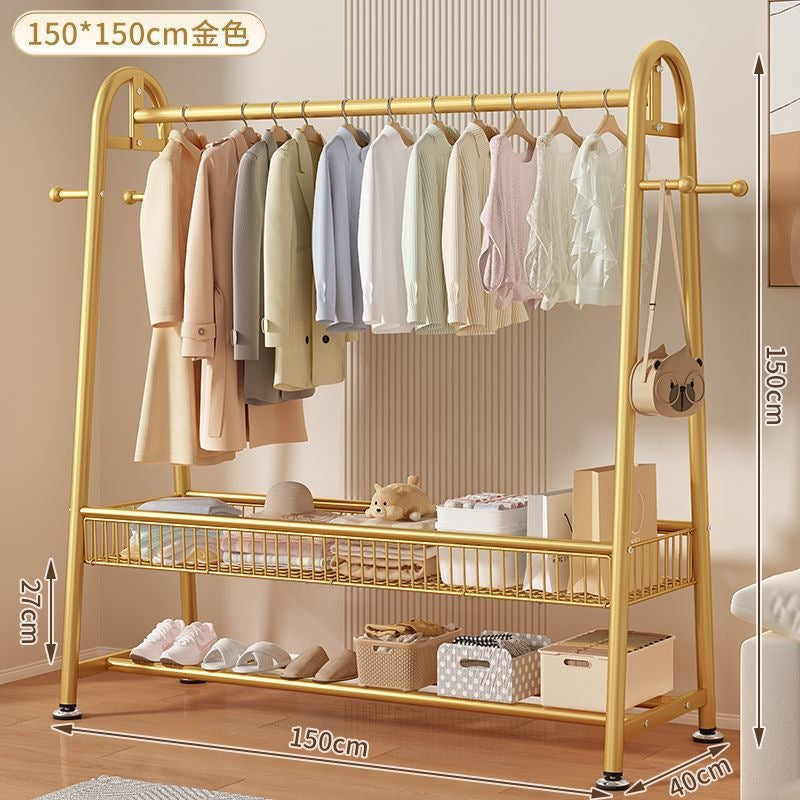 New arrival big mac extra thick floor-standing bedroom clothes hanger for home indoor clothes drying storage coat rack combination