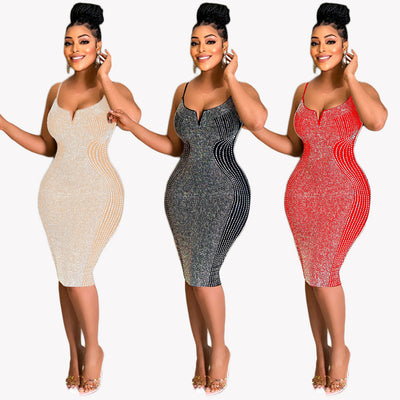 S390464 cross-border   women's prom dresses evening dresses elegancesexy hot diamond dress women