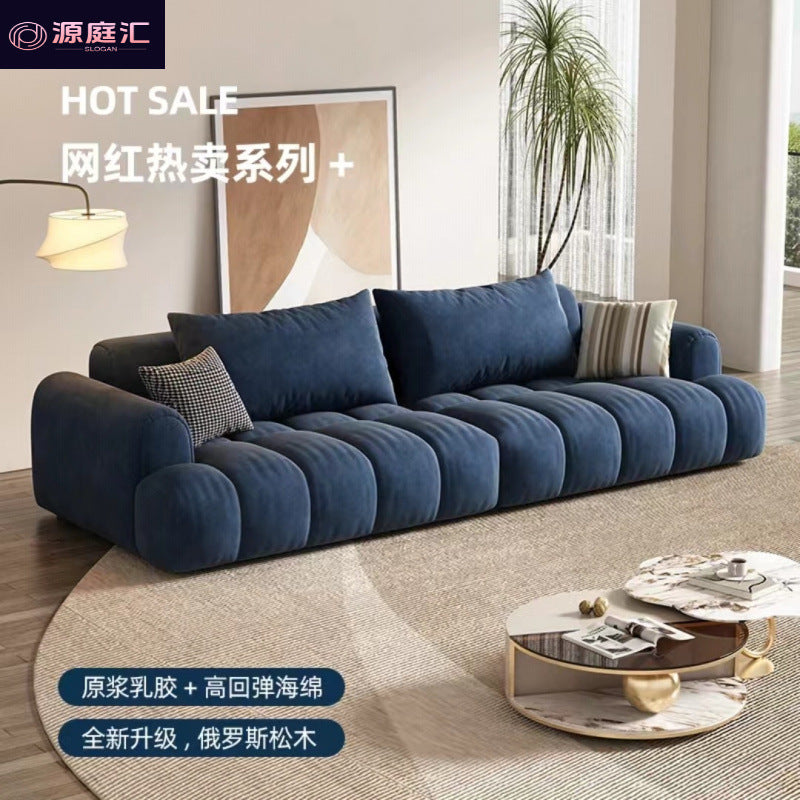 New cat scratching cloth puff french cream small apartment living room for home extremely simple row cat claw leather three-slot sofa