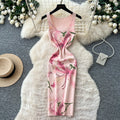 french riviera style printed knit bodycon dress - high-waisted, slim-fit, and figure-flattering for the modern woman