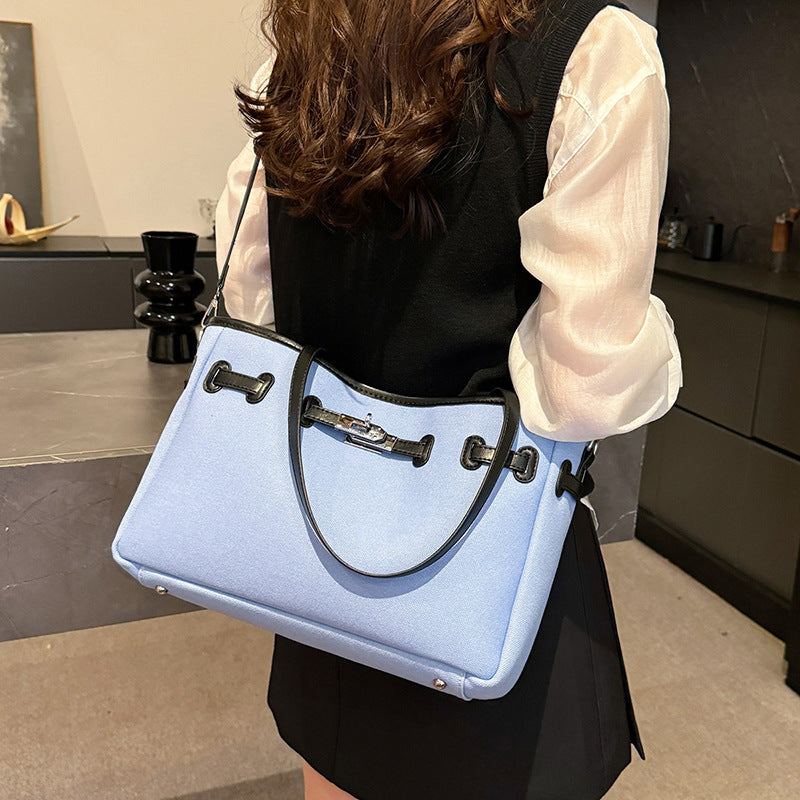 Cross-border casual Korean version canvas bag women's handbag large-capacity commuter tote bag fashion shoulder messenger bag