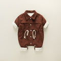 Baby outing one-piece clothes autumn winterthickened haki 0-1 years old baby boy climbing suit corduroy one-piece