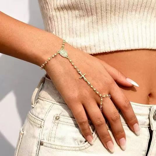 Amazon's popular fashion trend cross 14k gold stainless steel round plate bracelet jewelry