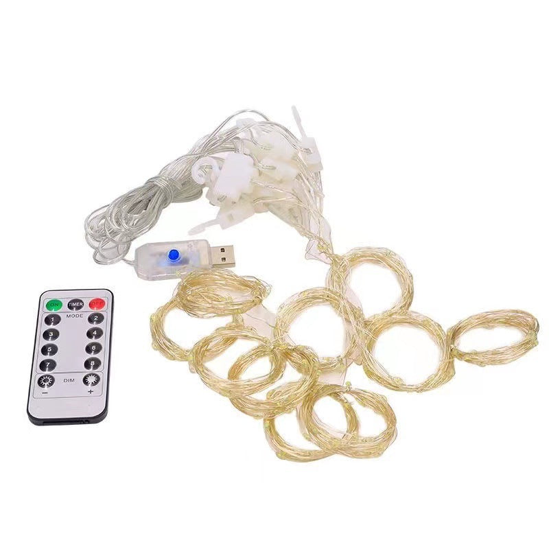 Cross-border LED copper wire curtain light USB remote control light string Christmas atmosphere decoration small lights flash wholesale