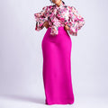 D323 european and american clothing  new fashion printed tie-up long sleeve shirt and midi skirt two-piece set - cross-border