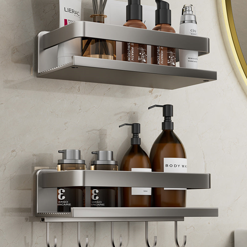 Removable and washable space aluminum bathroom rack Wall-mounted non-punching bathroom cosmetic storage rack Factory direct sales