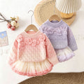 Girlsweaterspring & fallsense of design beaded flower bottom shirt gradient color sweateroutwear lazy soft waxytwo-piece set