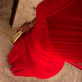 European and american cross-border women's fashion:  summer new arrival - elegant mock neck slim-fit padded long red dress