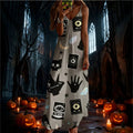 halloween pattern printing longdressv neckloose vacation suspender skirt