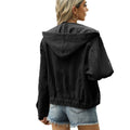 foreign trade european and american spring and summer clothing   new arrival washed hooded denim jacket outweartops