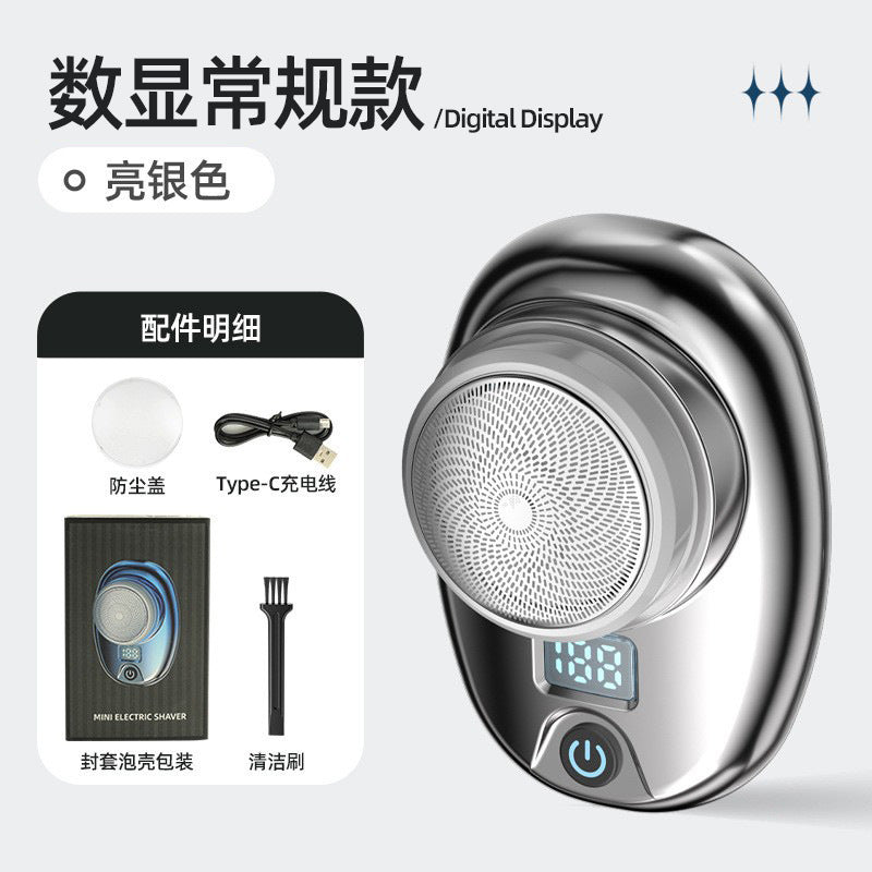 mini electric shaver - portable home use men's razor, travel-friendly, washable, digital display beard trimmer