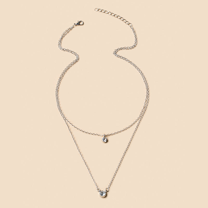 Stacked necklace wholesale european and american cross-border autumn and winter jewelry women's creative simple electroplated small round diamond circle sweater chain