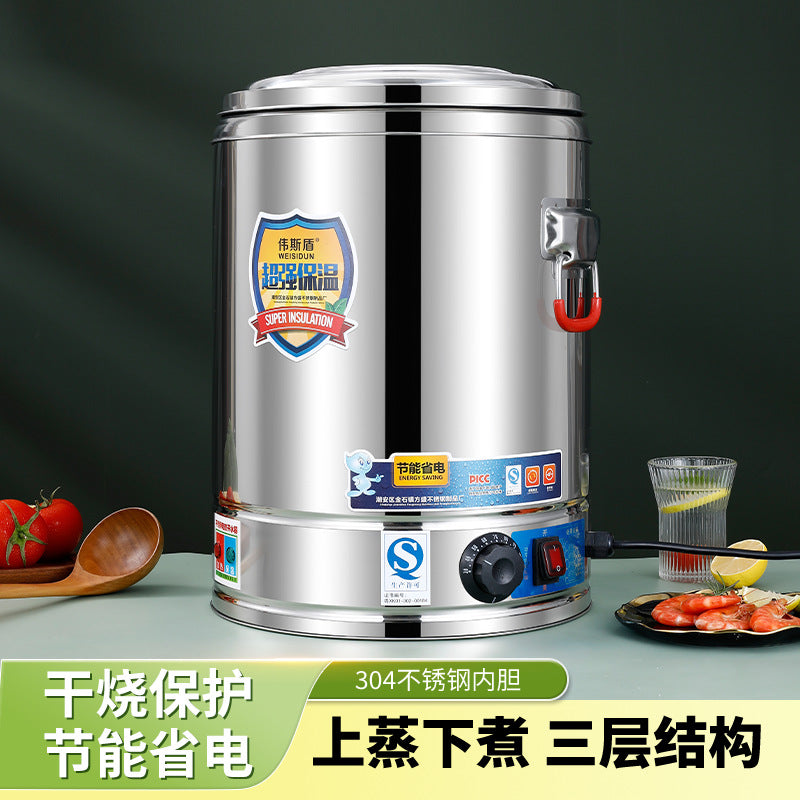 Insulated bucket for stall setting, special canteen food warmer, stainless steel insulated soup bucket, commercial heating and cooking bucket wholesale