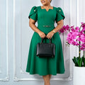D3368 cross-border  european and american women's summer fashion high-waisted elegant plus size foreign trade plus size african dress