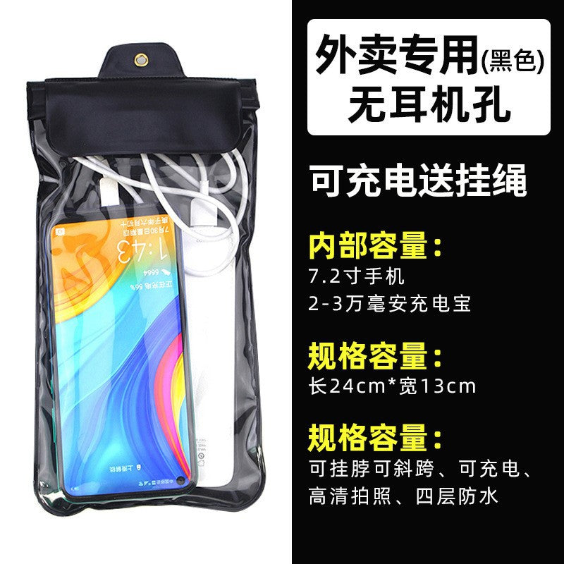 Waterproof phone pouch - thickened, touchscreen compatible, rechargeable phone bag - waterproof, rainproof, dustproof protection - ideal for food delivery riders