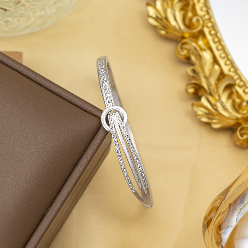 Bracelet female titanium steel fashion non-fading copper inlaid zirconium bracelet niche high-end fashion elegant jewelry wholesale hand jewelry