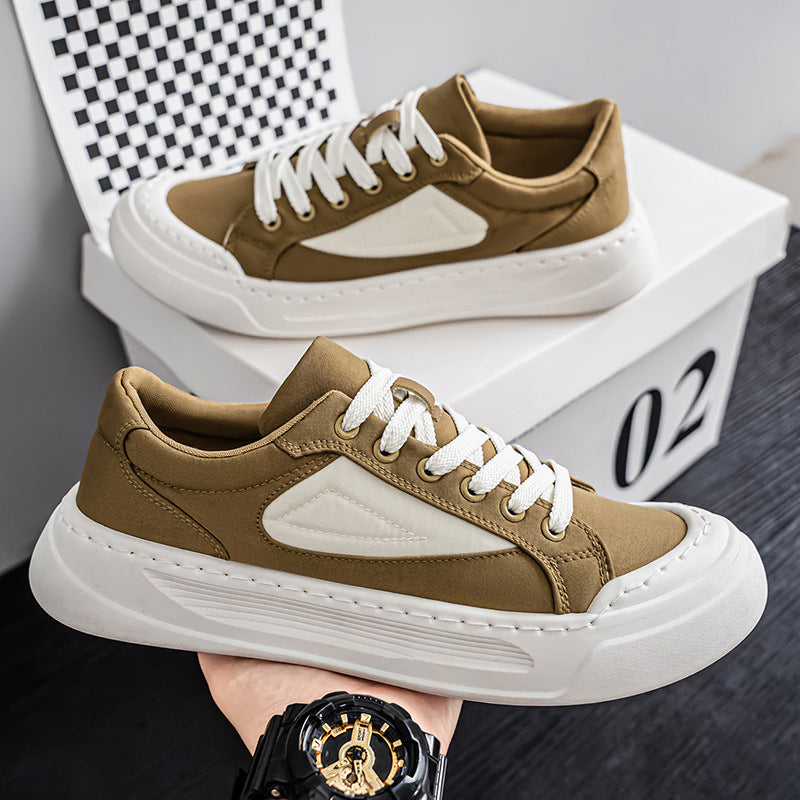 Men's breathable canvas shoes 2025 winter new low-top athletic casual shoes men's soft sole versatile thick sole sneakers